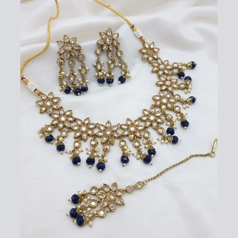 Simple Beaded Necklaces-JCM Gold Plated Crystal Necklace Set