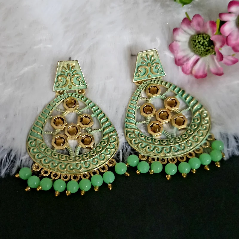 Ethnic Silver Earrings-Amina Creation Gold Plated Meenakari Dangler Earrings Assorted Color