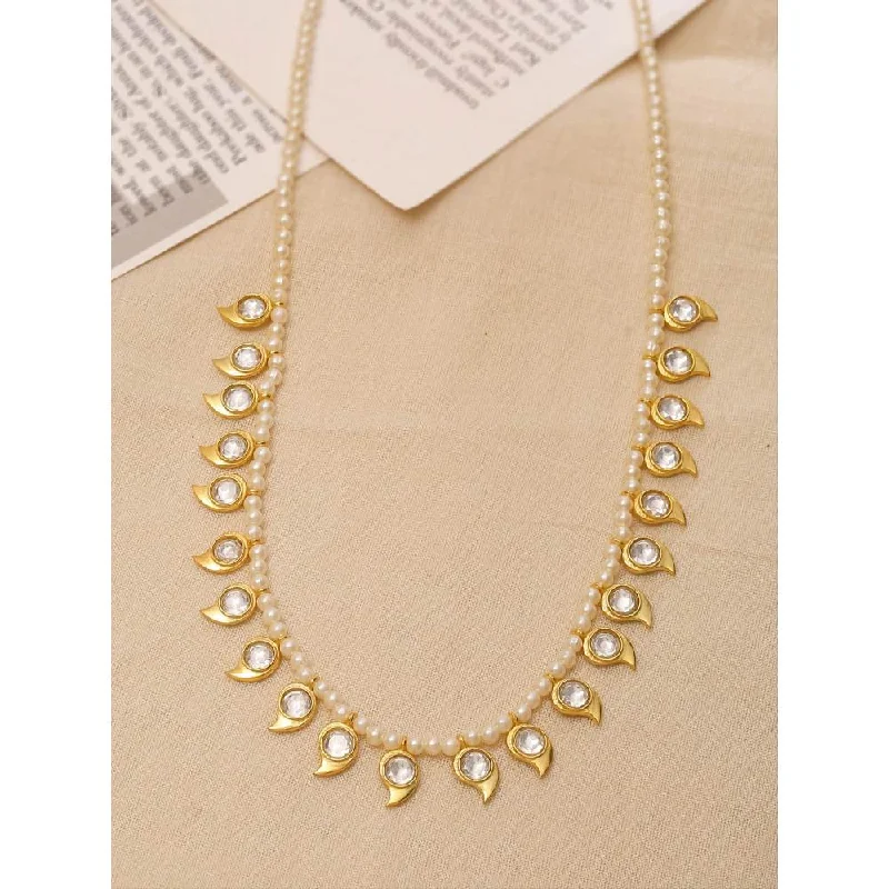 Silver Heart Necklaces-Zurooh 18K Gold Plated Polki Studded Fusion Necklace