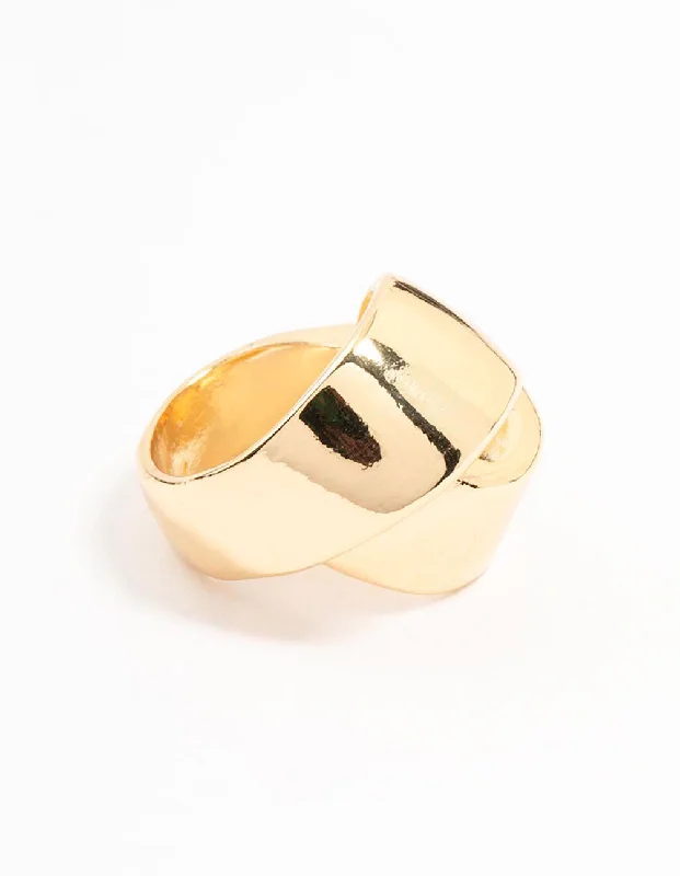 Custom Vintage Rings-Gold Plated Puffy Wrapped Layered Ring