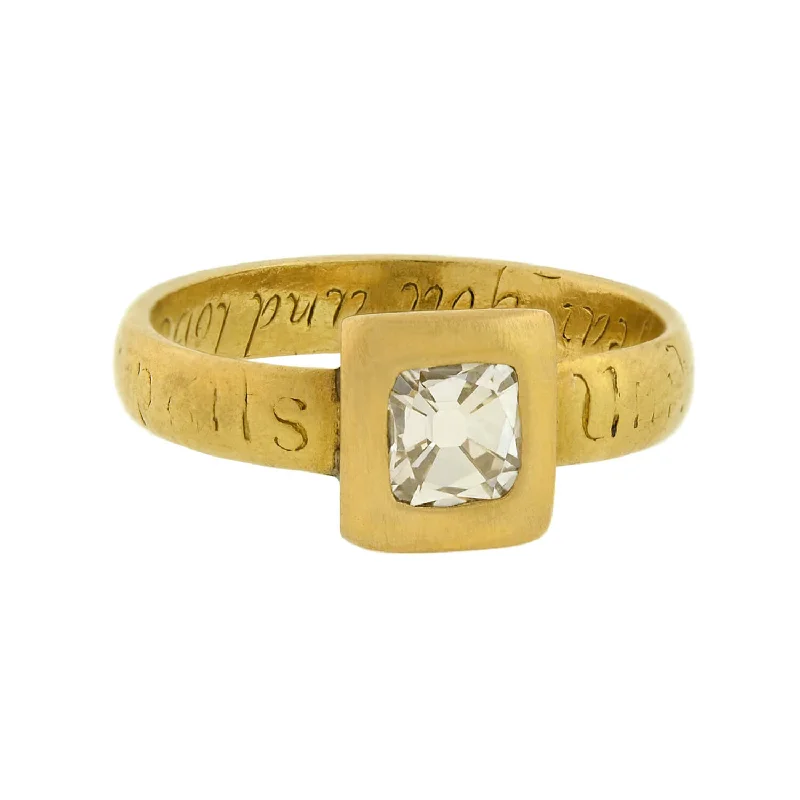 Men's Vintage Wedding Bands-Ca 1650 Stuart 18k Peruzzi Cut Diamond Posy Ring 0.68ct