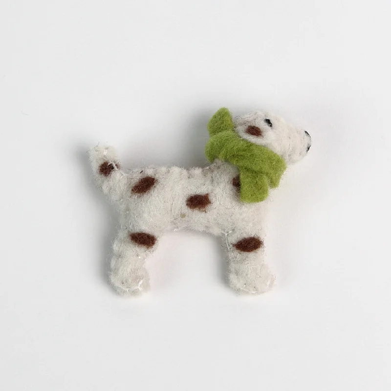 Custom Brooch for Bridesmaids-Cream Felt Spotty Dog Brooch