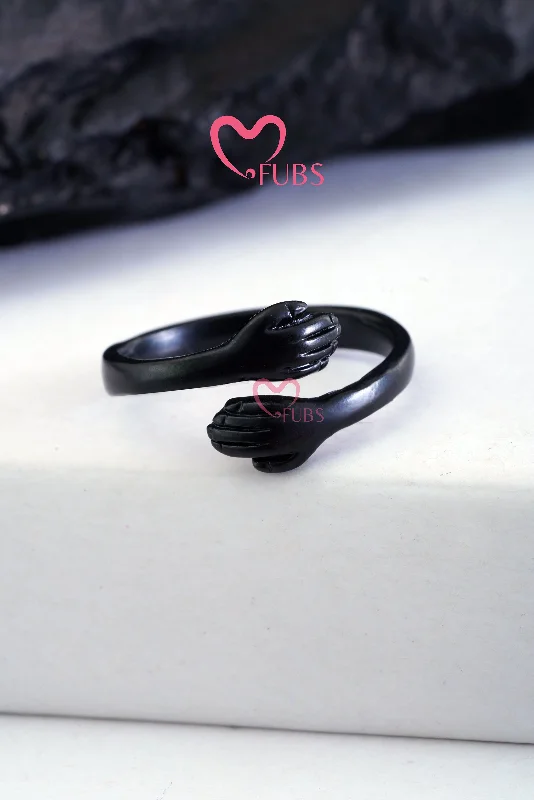 Custom Engagement Rings-Dark Embrace Hug Ring