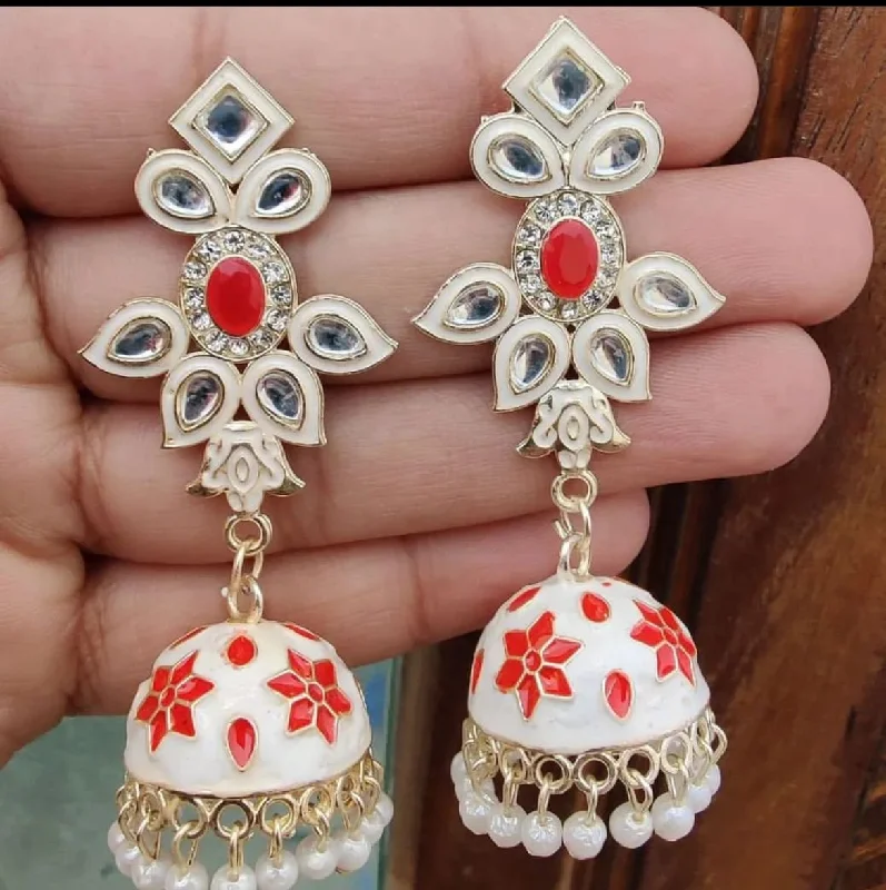 Bold Red Earrings-Vaishnavi Fashion Meenakari Dangler Earrings