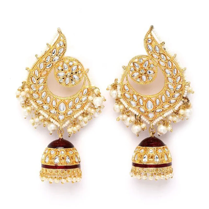 Designer Drop Earrings-House Of Ree Peacock Maroon Jhumki Drop Earrings for Womens | Women | Girls ER113