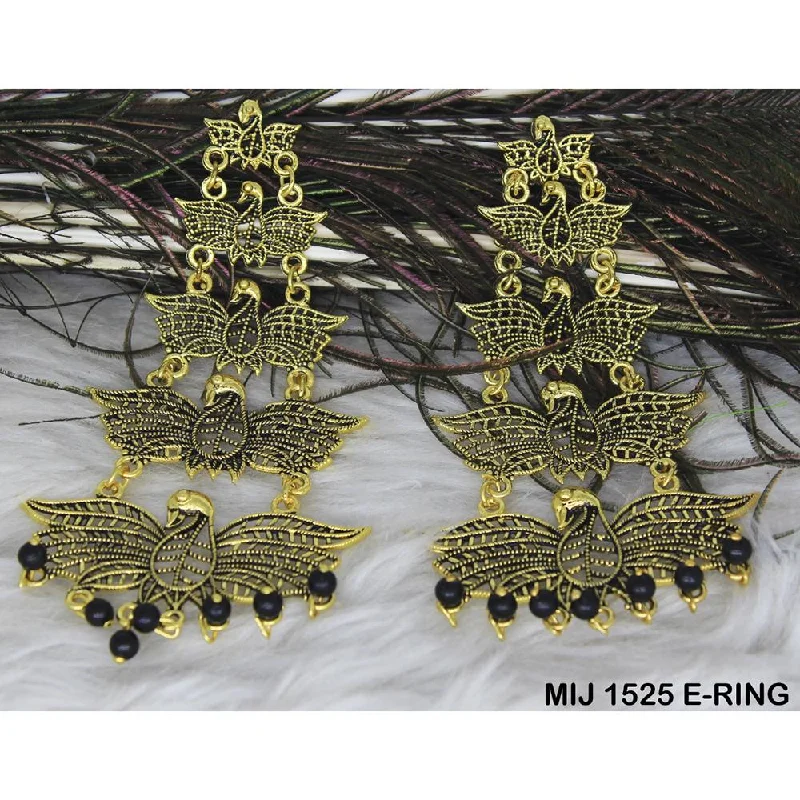 Cute Heart Earrings-Mahavir Gold Plated Designer Dangler Earrings - MIJ 1525 E-RING