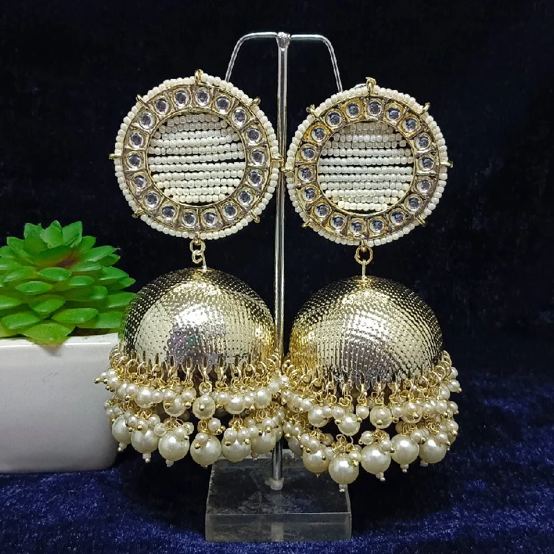 Lightweight Gold Earrings-Darshana Jewels Gold Plated Jhumki Earrings