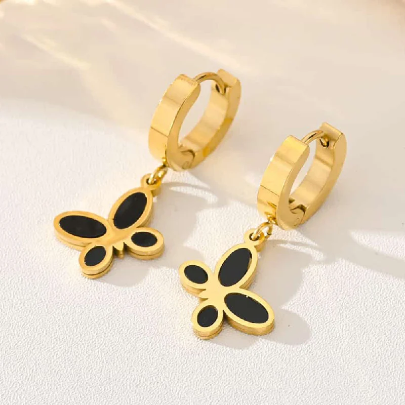 Lightweight Earrings-Tarohi Jewels Gold Plated Butterfly Shape Fancy Dangler Earrings