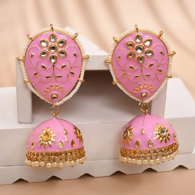 Elegant Stud Earrings-House Of Ree Sky Light Pink Jhumka Earrings for Womens for Ethnic Party | Women | Girls ER151