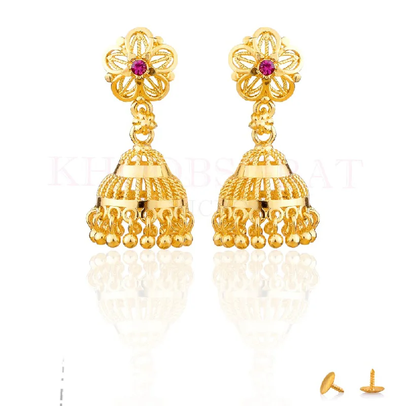 Colorful Drop Earrings-Dariyalal Sales Gold Plated Austrian Stone Jhumki