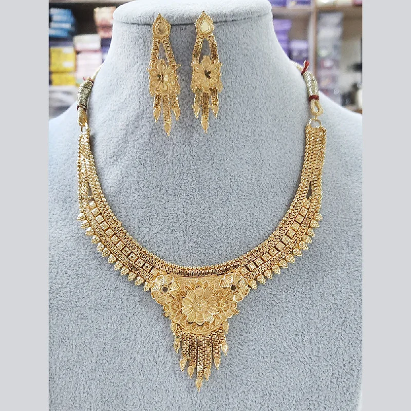 Modern Diamond Necklaces-Martina Jewels Gold Plated Necklace Set