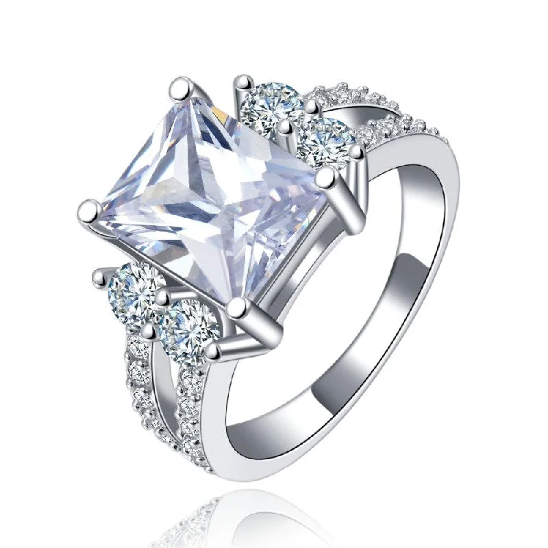 Bold Statement Rings-Princess Cut Cubic Zirconia Ring