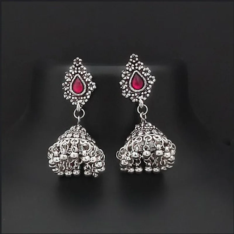 Geometric Gold Earrings-Darshana Jewels Oxidised Plated Jhumki Earrings