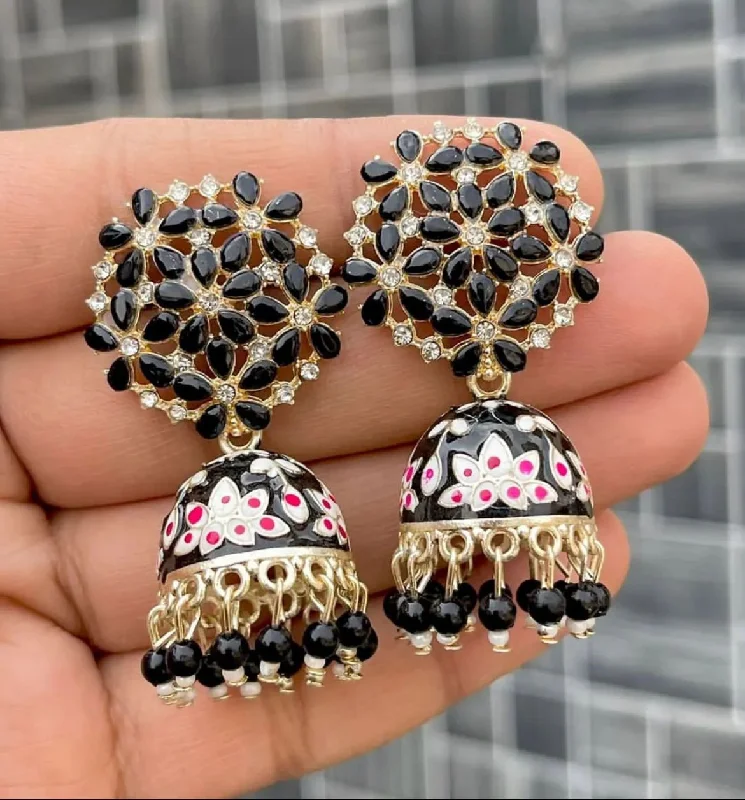 Ethnic Silver Earrings-Vaishnavi Fashion Meenakari Dangler Earrings