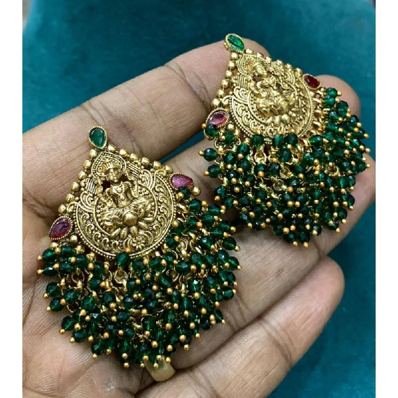 Sparkling Drop Earrings-Darshana Jewels Gold Plated Pota Stone And Pearls Dangler Earrings