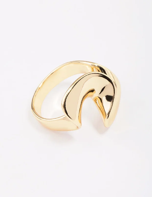 Rose Gold Diamond Rings-Gold Plated Metal Twisted Ring