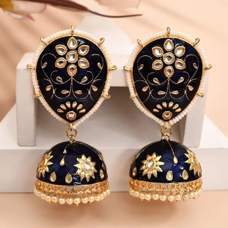 Light Blue Earrings-House Of Ree Dark Blue Jhumka Earrings for Womens for Ethnic Party | Women | Girls ER148