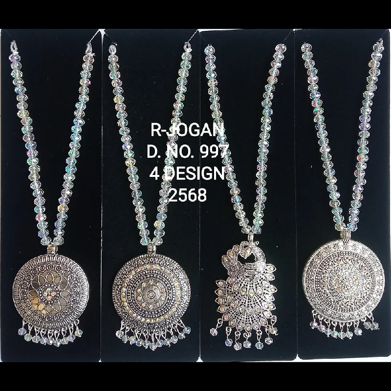 Fashionable Statement Necklaces-R Jogan Oxidised Plated Assorted Design Long Necklace