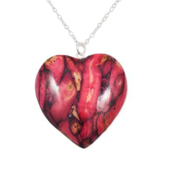 Heart Charm Necklaces-Heathergems Large Heart Pendant Necklace In Silver