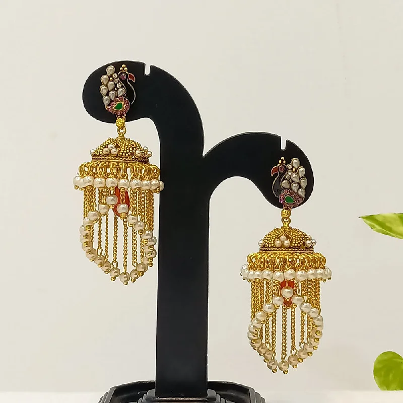 Bohemian Earrings for Festivals-Dariyalal Sales Gold Plated Jhumki Earrings