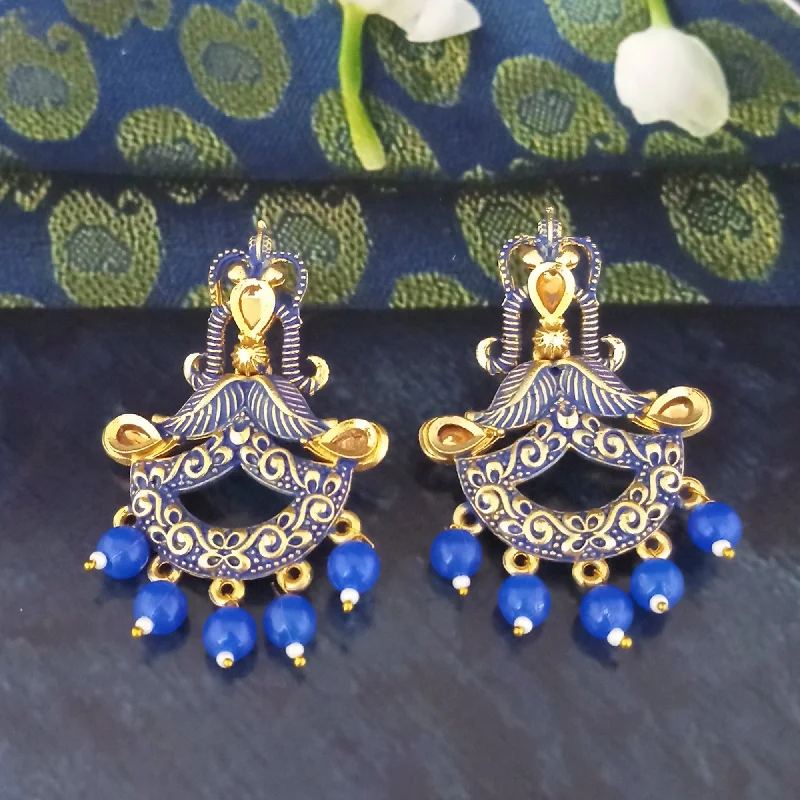 Vintage Sapphire Earrings-Amina Creation Gold Plated Meenakari Dangler Earrings Assorted Color