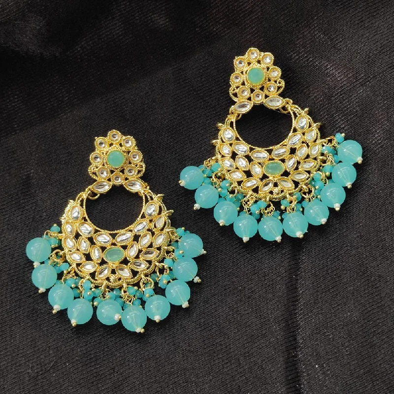 Simple Stud Earrings for Daily Wear-Darshana Jewels Gold Plated Kundan Stone And Beads Dangler Earrings