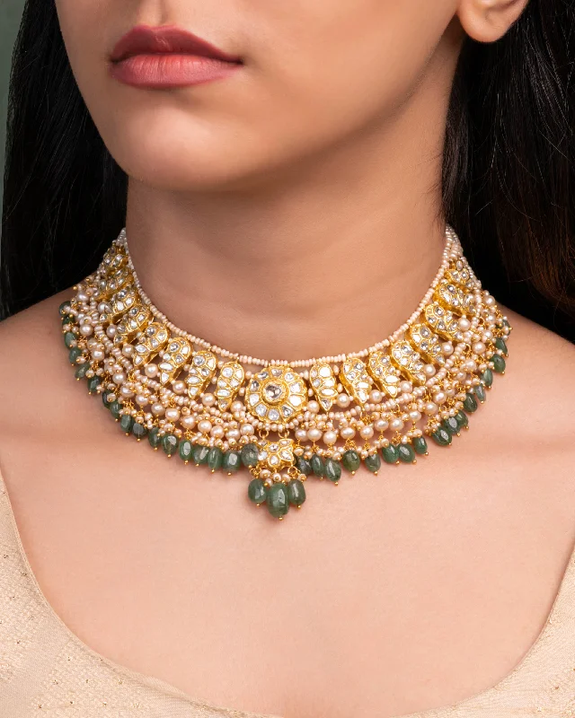 Romantic Rose Gold Necklaces-Aditi Polki Necklace