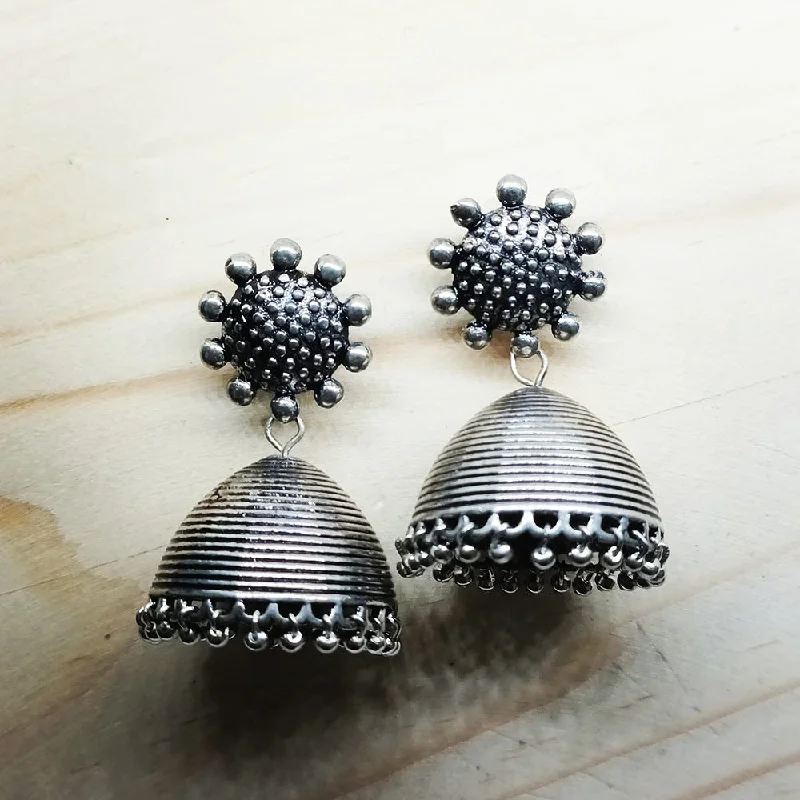 Crystal Drop Earrings-Savvy Jewellery Oxidised Plated Jhumki Earrings