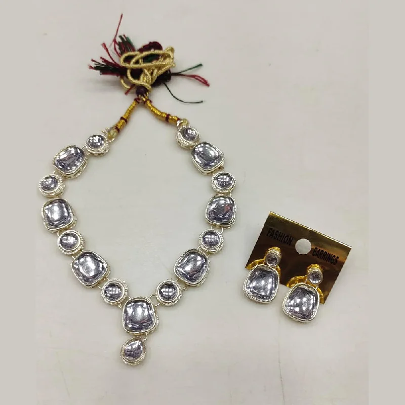 Heart Charm Necklaces-Tip Top Jewellers Gold Plated Kundan Stone Necklace Set