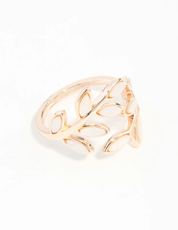 Custom Infinity Wedding Rings-Rose Gold Pink Enamel Butterfly Ring