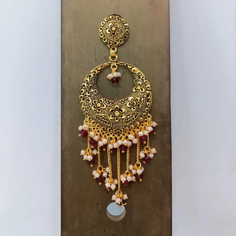 Handcrafted Gemstone Earrings-Dariyalal Sales Gold Plated Dangler Earrings