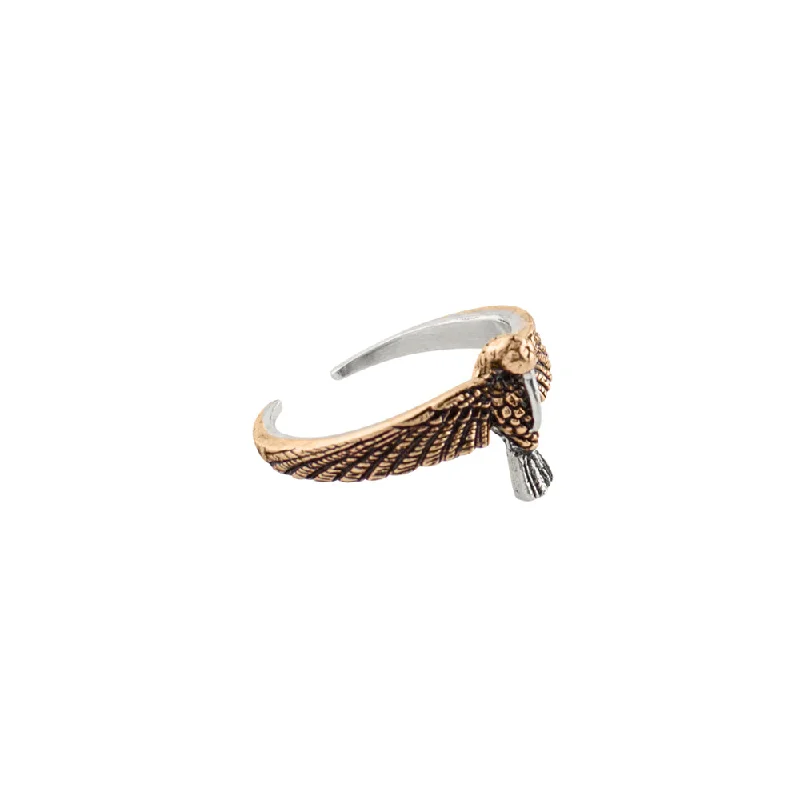 Designer Engagement Rings-Hummingbird Ring in Bronze & Silver