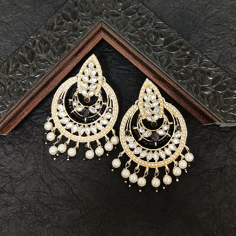 Bold Red Earrings-Darshana Jewels Gold Plated Kundan Stone Dangler Earrings