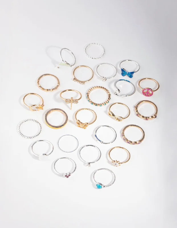 Simple Gemstone Rings-Mixed Metals Dolphin Rings 24-Pack