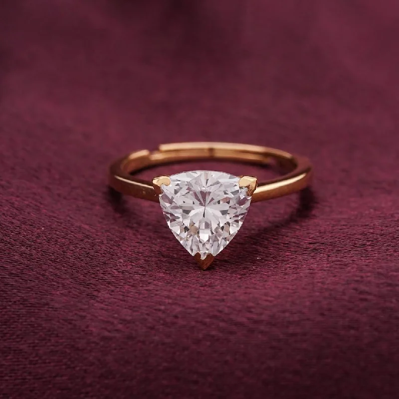 Affordable Engagement Rings-Golden Luxury Trillion Ring For Her