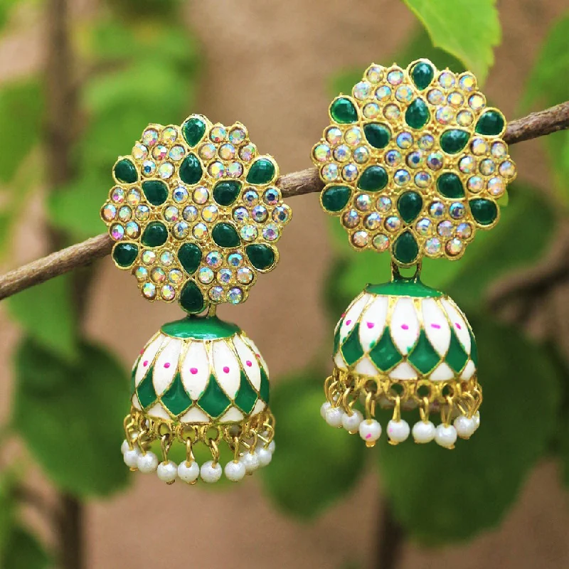 Sparkling Crystal Earrings-H K Fashion Gold Plated Meenakari Jhumki Earrings