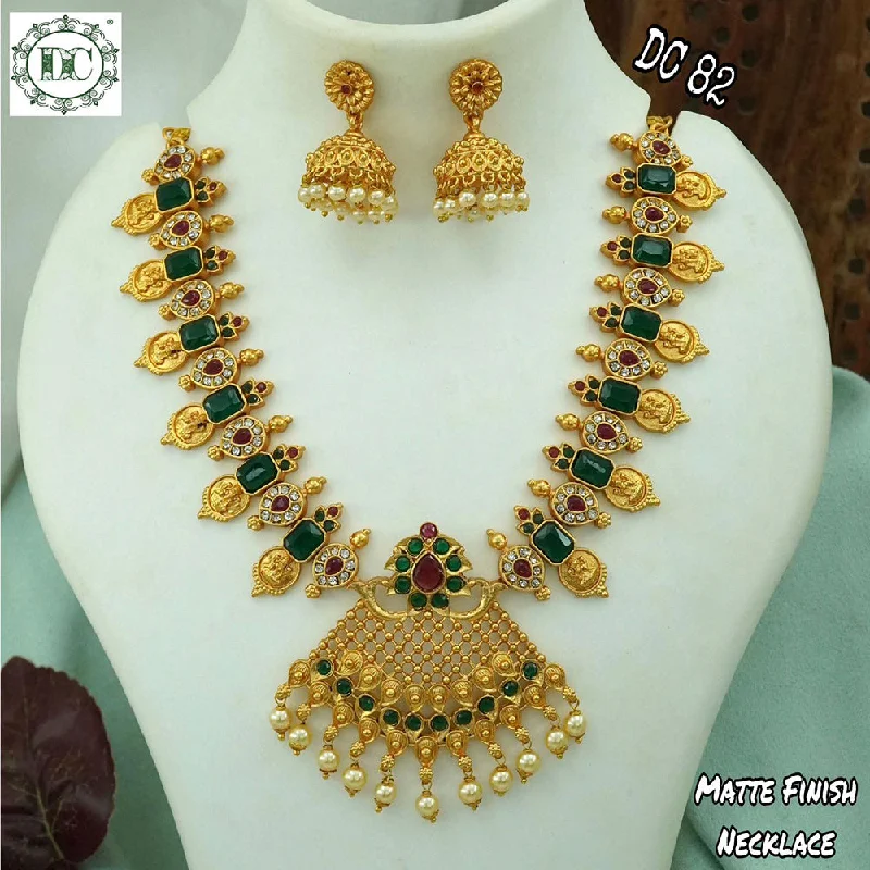 Elegant Wedding Necklaces-Diksha Collection Gold Plated Pota Stone Necklace Set