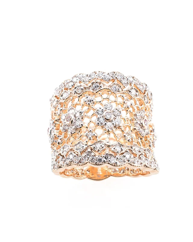 Bold Gold Rings-Rose Gold Filigree Ring