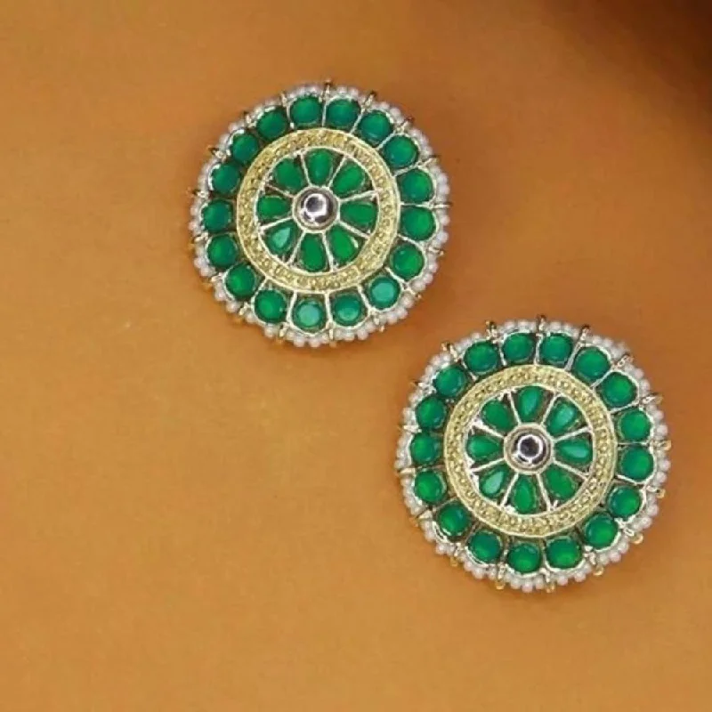 Vintage Crystal Earrings-Etnico Gold Plated Traditional Kundan & Pearl Studded Earrings For Women/Girls (E7210G)