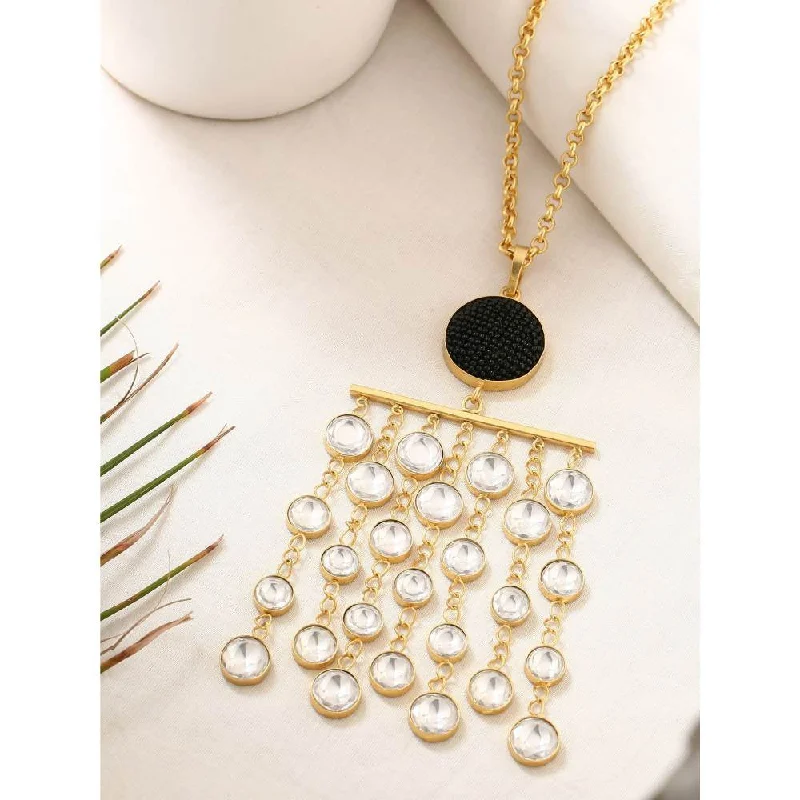 Long Pendant Necklaces-Zurooh 18K Gold Plated Round Polki Chain Necklace