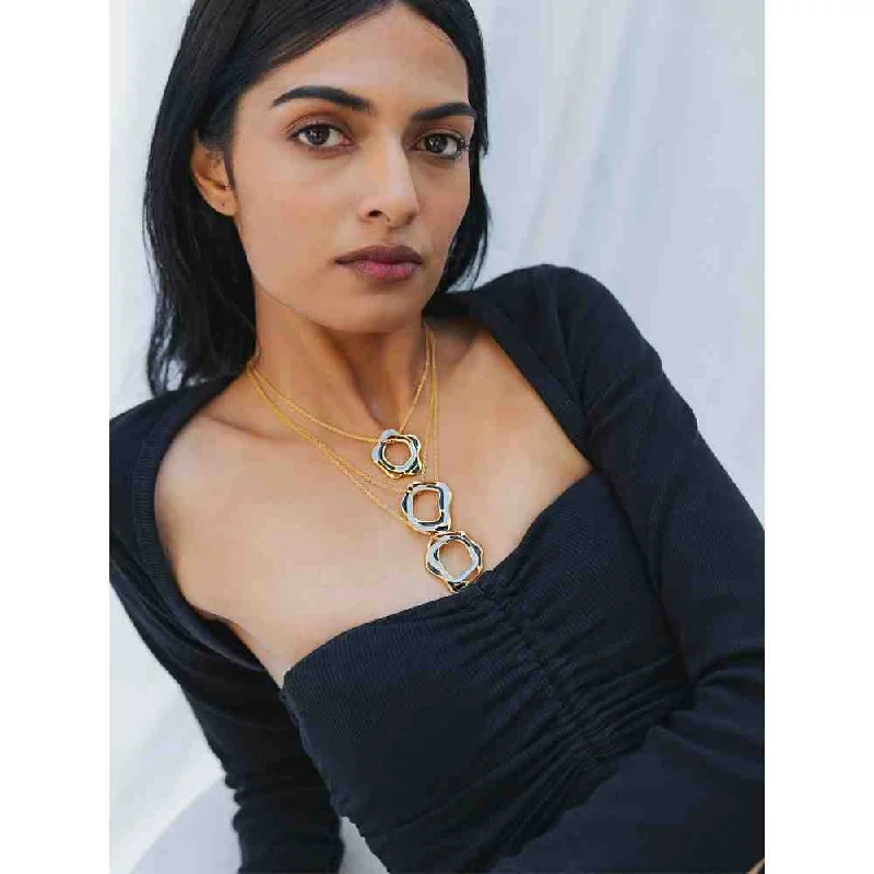 Unique Layered Necklaces-Dhwani Bansal Adjustable Gold And Blue Black Enamel Aqua Layered Necklace