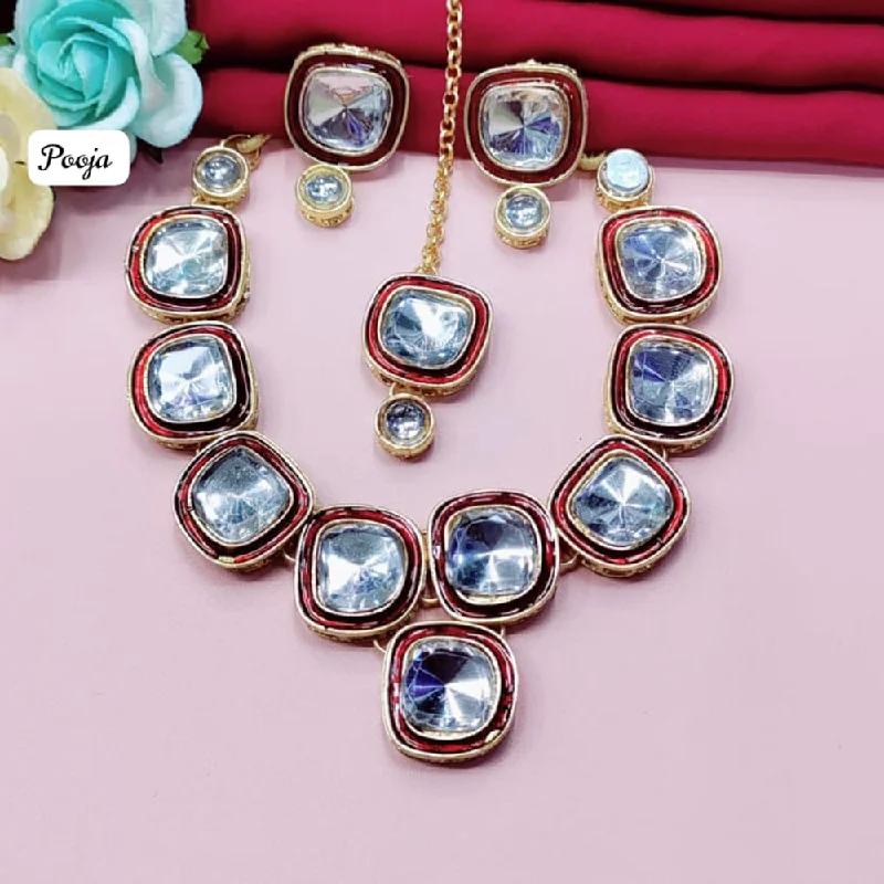 Vintage Style Necklaces-Pooja Bangles Crystal Necklace Set