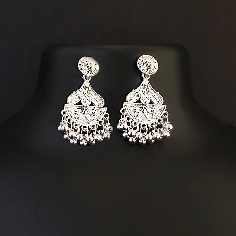 Light Crystal Earrings-Shubh Arts Oxidised Plated Dangler Earrings