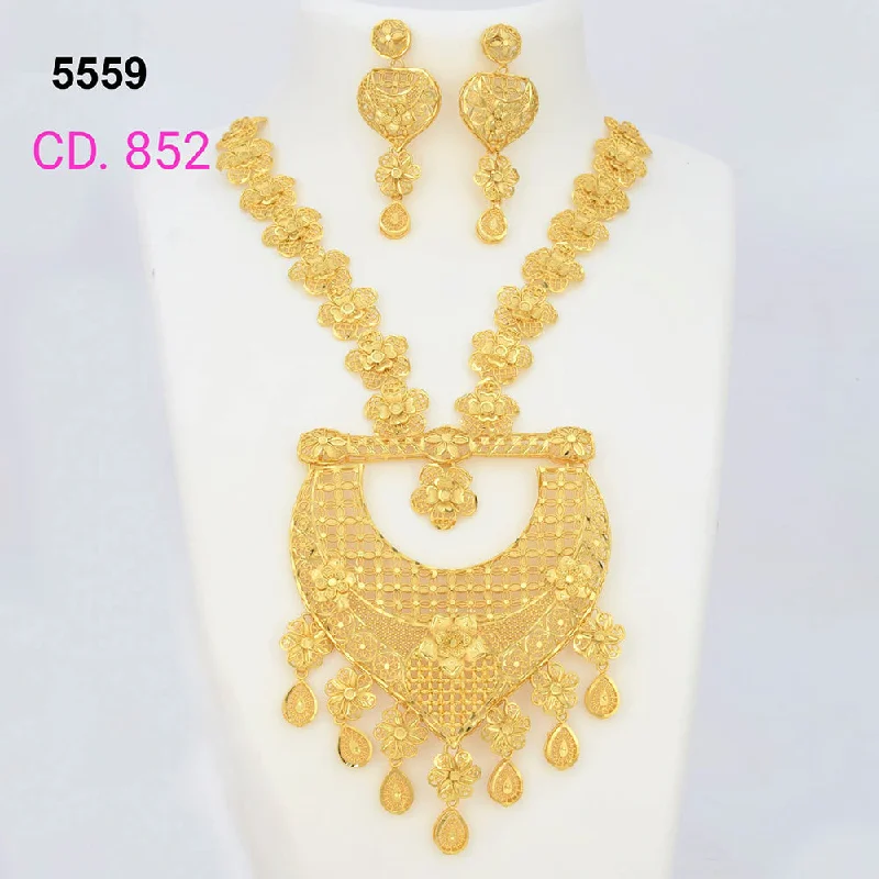 Large Gemstone Necklaces-MR Jewellery Forming Gold Plated Necklace Set