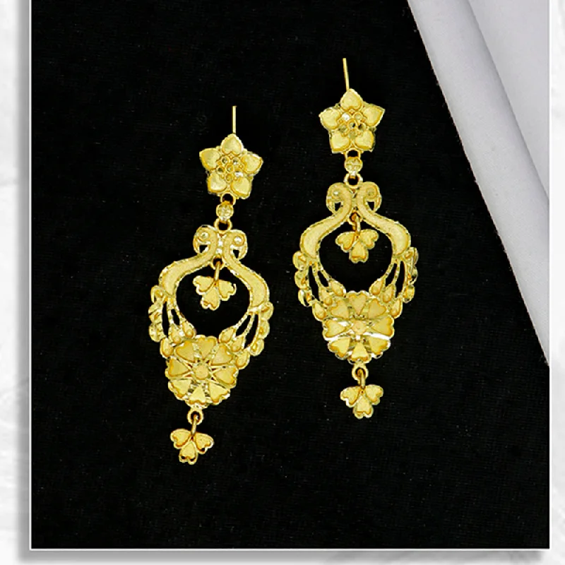 Long Gold Earrings-Mahavir Gold Plated Dangler Earrings