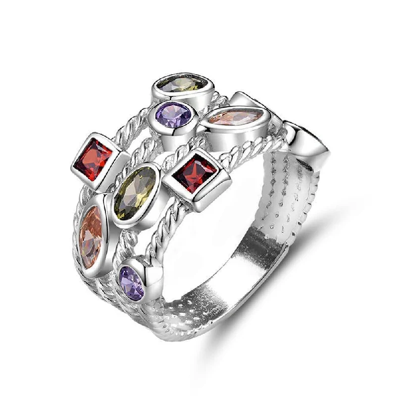 Stackable Diamond Rings-Multicolor Ring