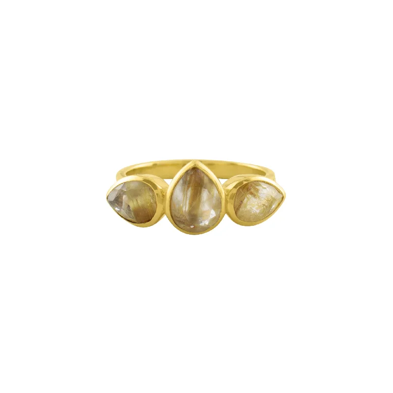 Designer Gold Rings-Stone Lotus Ring in Gold