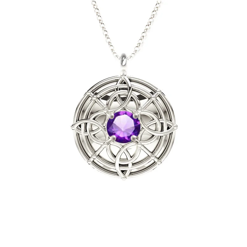 Sparkling Stone Necklaces-Celtic Amethyst Shield Necklace