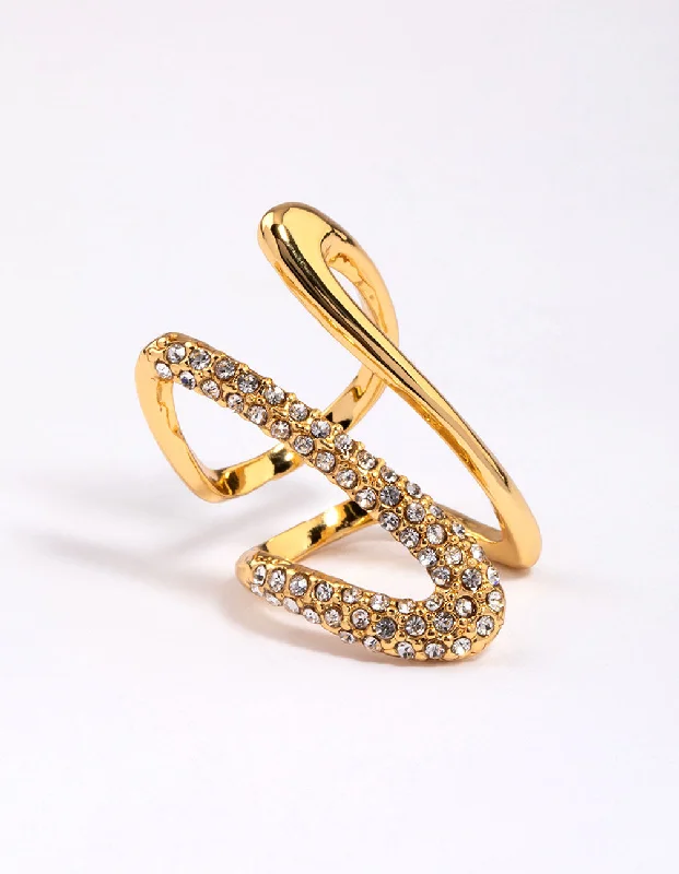 Antique Gold Rings-Gold Plated Blingy Split Ring