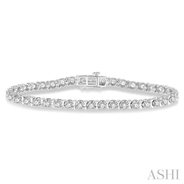 Elegant Stretch Bracelets-5 ctw Round Cut Diamond Tulip Bracelet in 14K White Gold